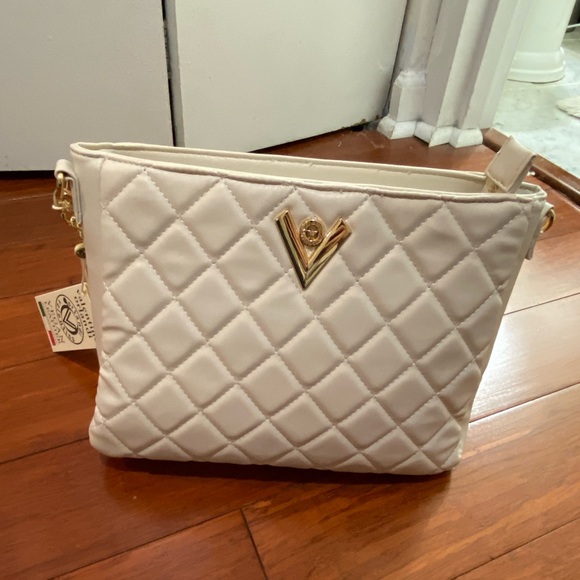 Valentino Orlandi Off White and Gold Quilted Cross Body Purse - Picture 5 of 11
